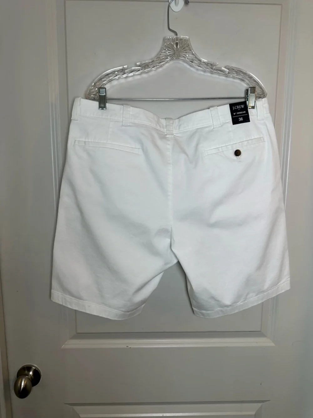 NEW J. Crew Cotton Flat Front 9” Inseam Preppy White Shorts, Size 36